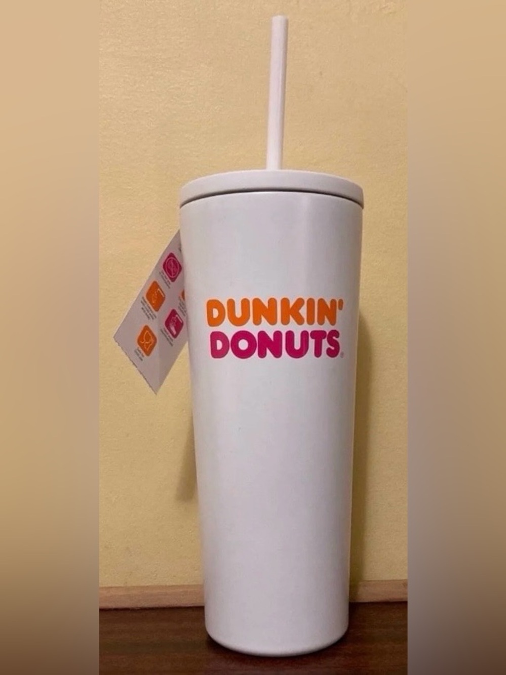 Dunkin' Donuts White Logo Tumbler with Straw